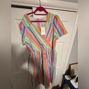 BNWT 2x ivy city co candy striped midi dress